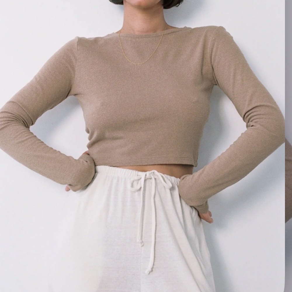 OZMA Women's Long Sleeve Cropped shirt in tea